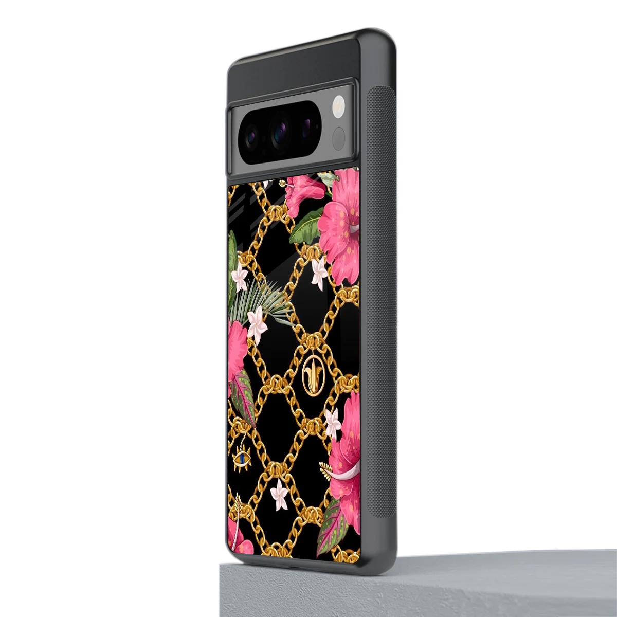 Gilded Petals stylish phone case for google pixel 8 pro | glossy glass and slim fit