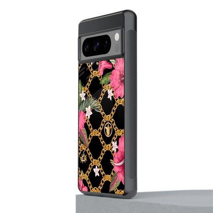 Gilded Petals stylish phone case for google pixel 8 pro | glossy glass and slim fit