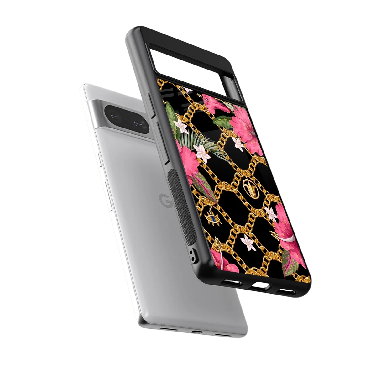 Gilded Petals sleek google pixel 8 cover with tempered glass back and TPU edges