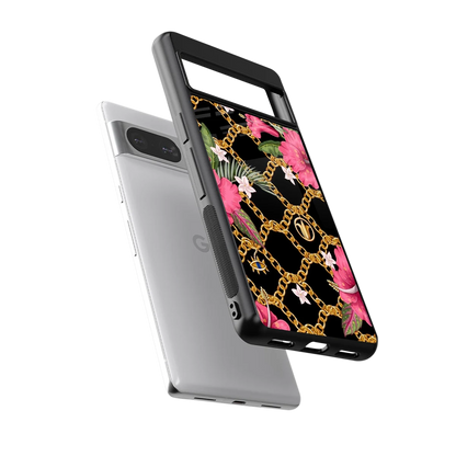 Gilded Petals sleek google pixel 8 cover with tempered glass back and TPU edges