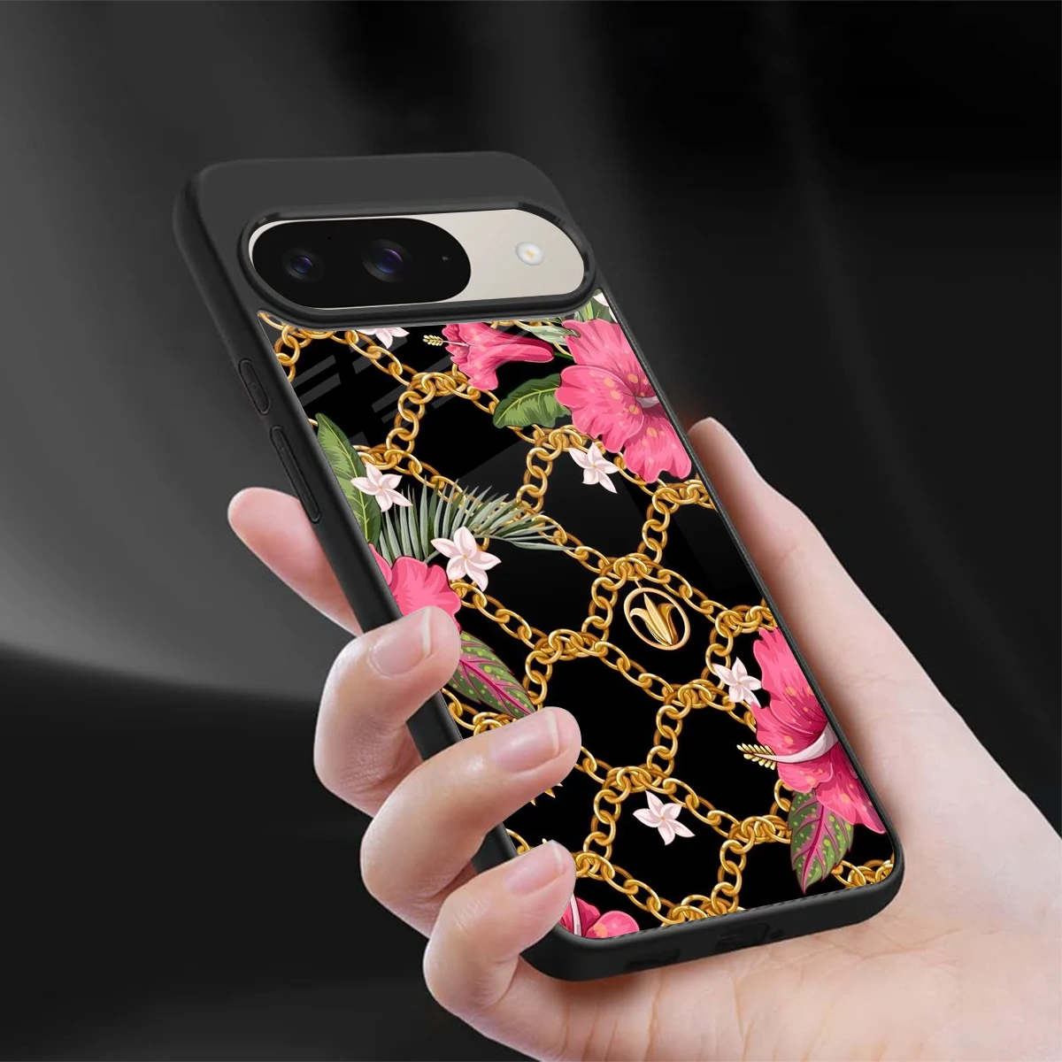 Gilded Petals sleek google pixel 9 cover with tempered glass back and TPU edges