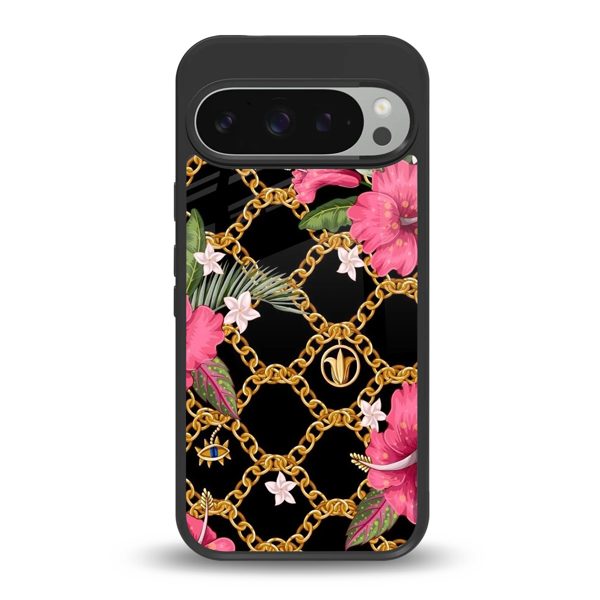 Gilded Petals back phone cover | glass case for google pixel 9 pro xl