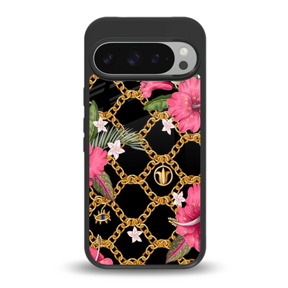 Gilded Petals back phone cover | glass case for google pixel 9 pro xl