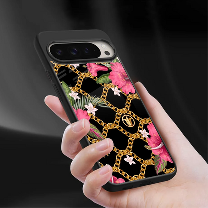 Gilded Petals sleek google pixel 9 pro xl cover with tempered glass back and TPU edges