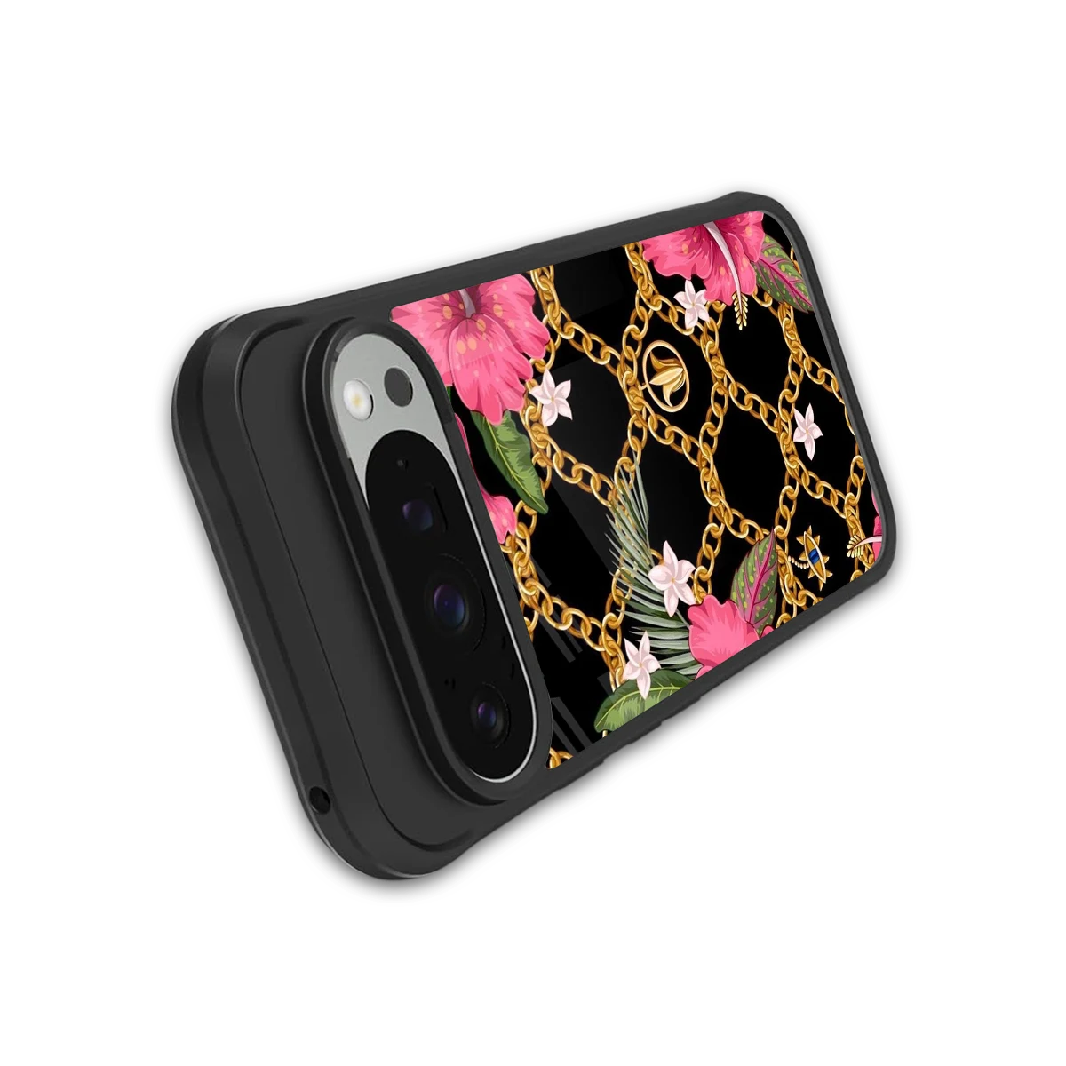 Gilded Petals stylish phone case for google pixel 9 pro | glossy glass and slim fit