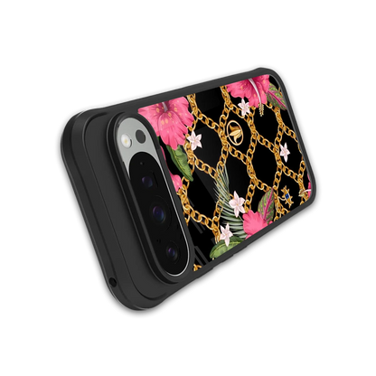 Gilded Petals stylish phone case for google pixel 9 pro xl | glossy glass and slim fit