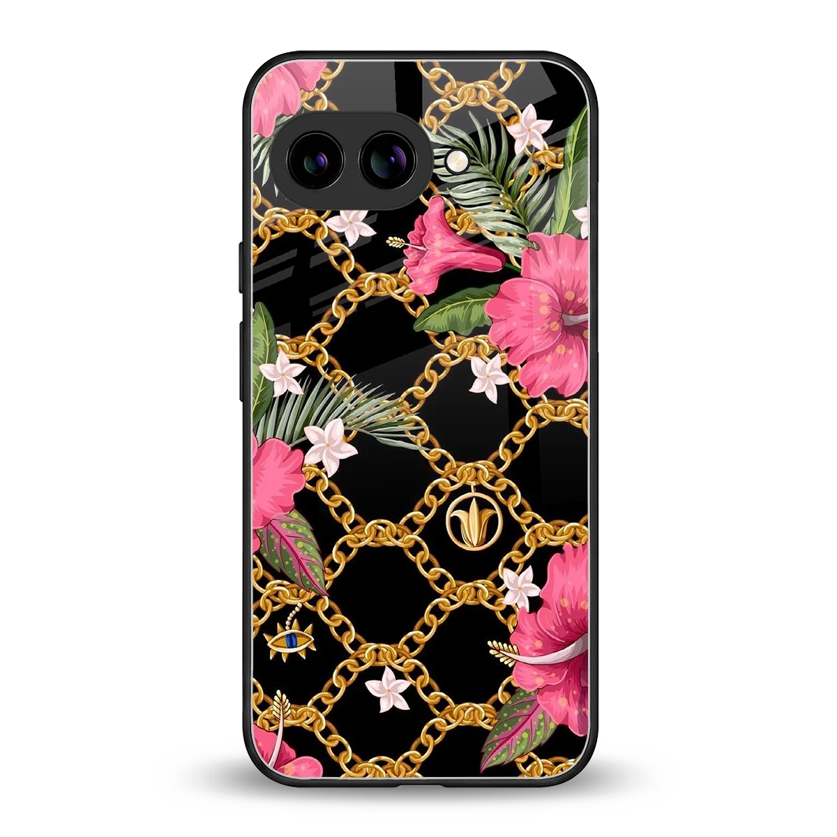 Gilded Petals back phone cover | glass case for google pixel 9a
