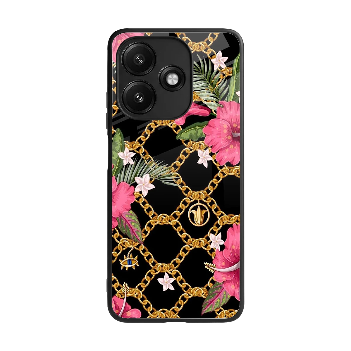 Gilded Petals back phone cover | glass case for redmi 12 5g