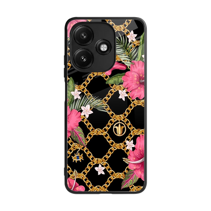 Gilded Petals back phone cover | glass case for redmi 12 5g
