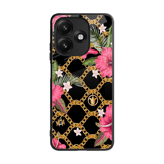 Gilded Petals back phone cover | glass case for redmi 12 5g