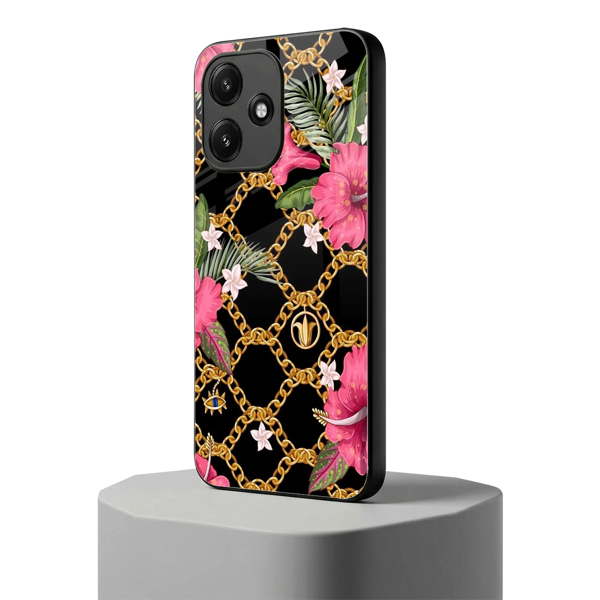 Gilded Petals redmi 12 5g mobile cover | shockproof glass phone case