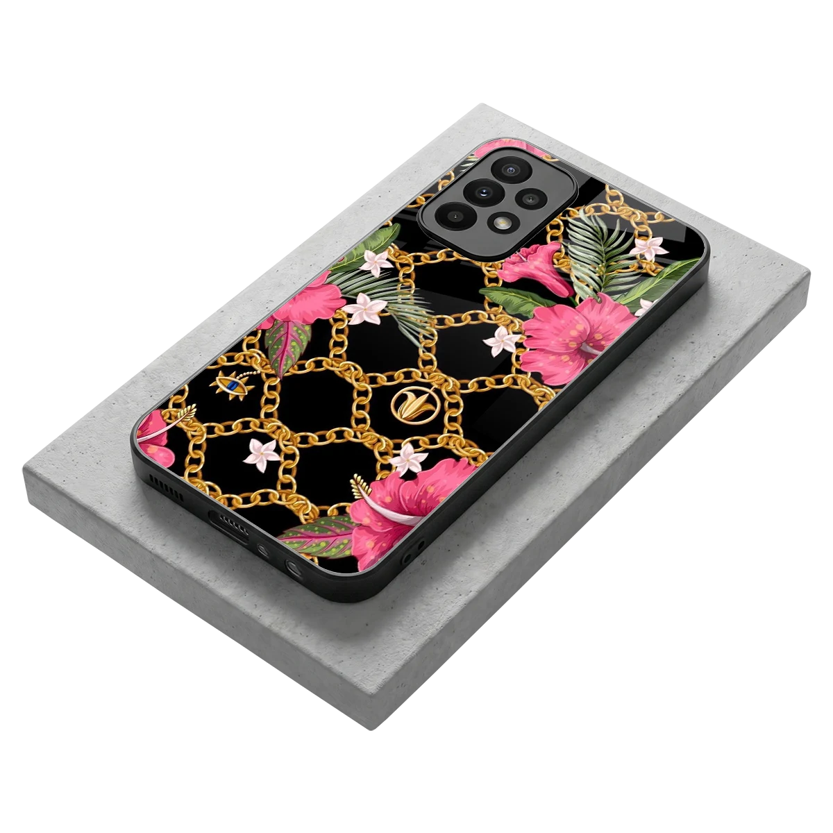 Gilded Petals stylish phone case for samsung galaxy a23 | glossy glass and slim fit