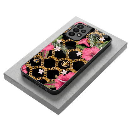 Gilded Petals stylish phone case for samsung galaxy a23 | glossy glass and slim fit