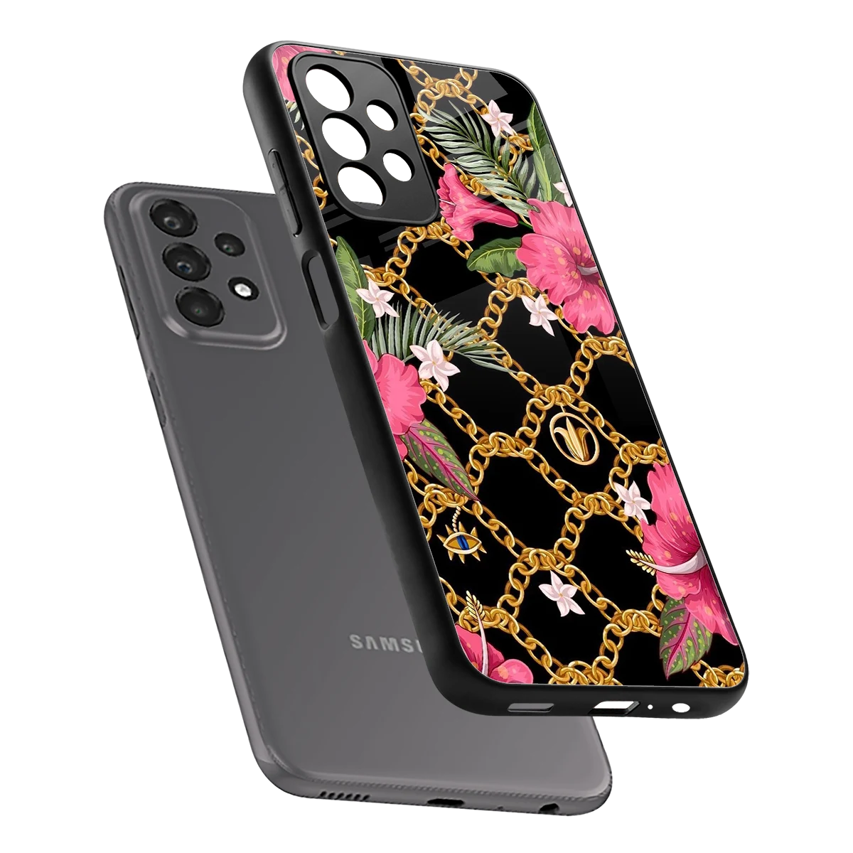 Gilded Petals sleek samsung galaxy a23 cover with tempered glass back and TPU edges