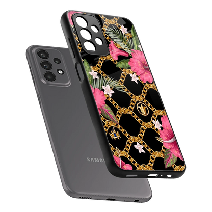 Gilded Petals sleek samsung galaxy a23 cover with tempered glass back and TPU edges