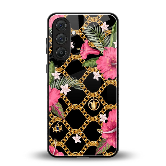 Gilded Petals back phone cover | glass case for samsung galaxy m35 5g