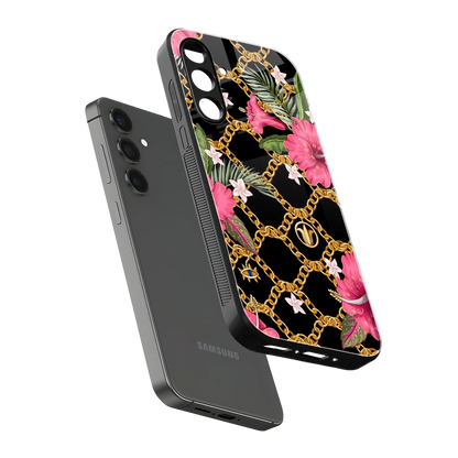 Gilded Petals sleek samsung galaxy m34 5g cover with tempered glass back and TPU edges