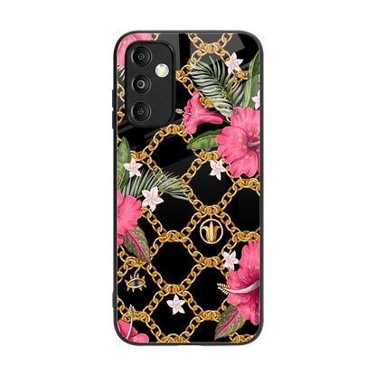 Gilded Petals back phone cover | glass case for samsung galaxy m14 5g