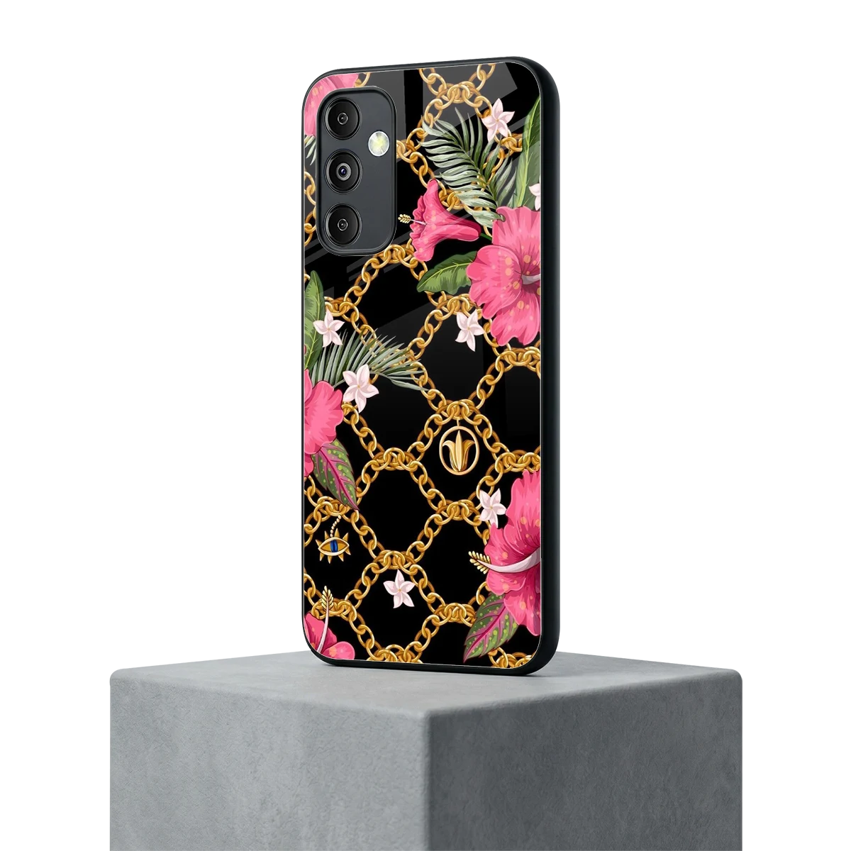 Gilded Petals samsung galaxy m14 5g mobile cover | shockproof glass phone case
