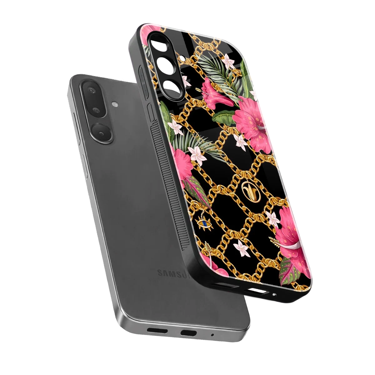 Gilded Petals sleek samsung galaxy m36 5g cover with tempered glass back and TPU edges