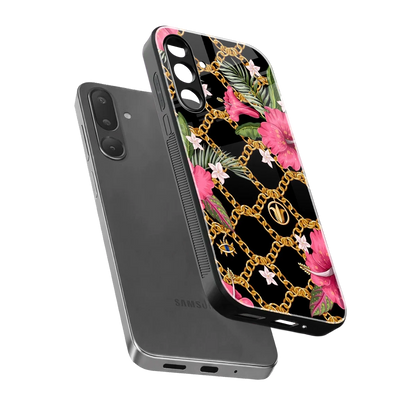 Gilded Petals sleek samsung galaxy m36 5g cover with tempered glass back and TPU edges