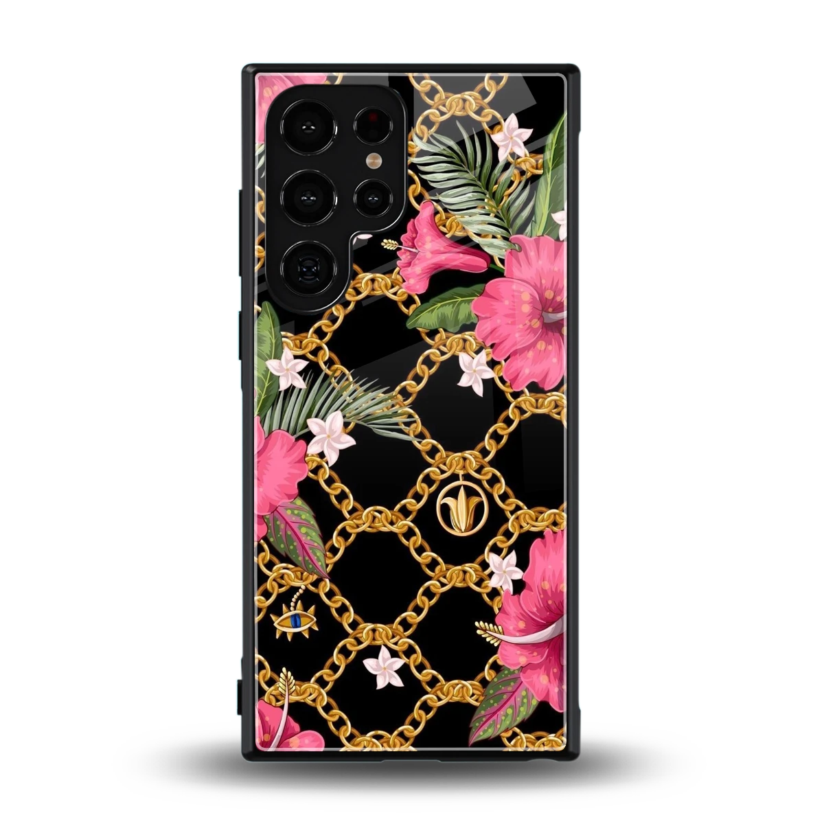 Gilded Petals back phone cover | glass case for samsung galaxy s23 ultra