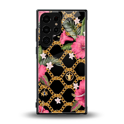 Gilded Petals back phone cover | glass case for samsung galaxy s23 ultra