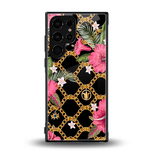Gilded Petals back phone cover | glass case for samsung galaxy s24 ultra