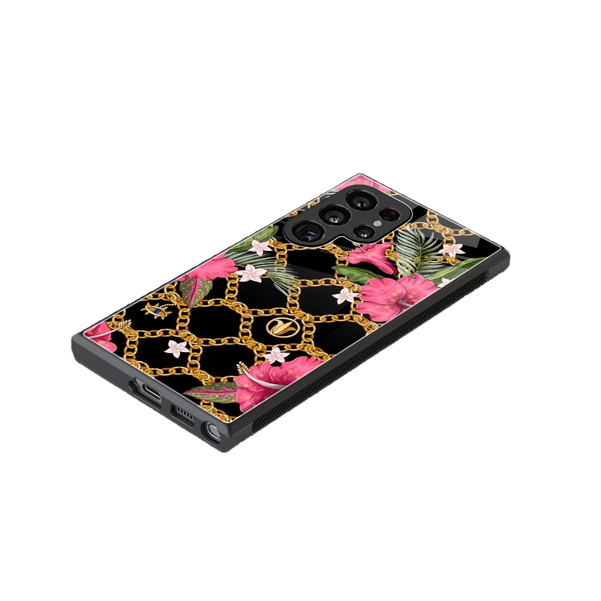 Gilded Petals stylish phone case for samsung galaxy s24 ultra | glossy glass and slim fit