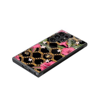Gilded Petals stylish phone case for samsung galaxy s24 ultra | glossy glass and slim fit