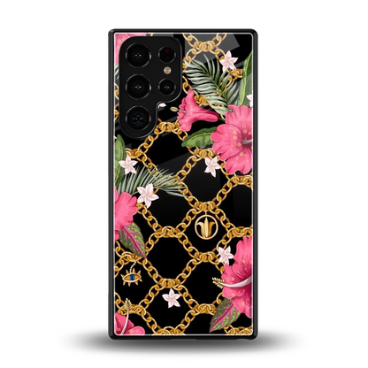 Gilded Petals back phone cover | glass case for samsung galaxy s25 ultra