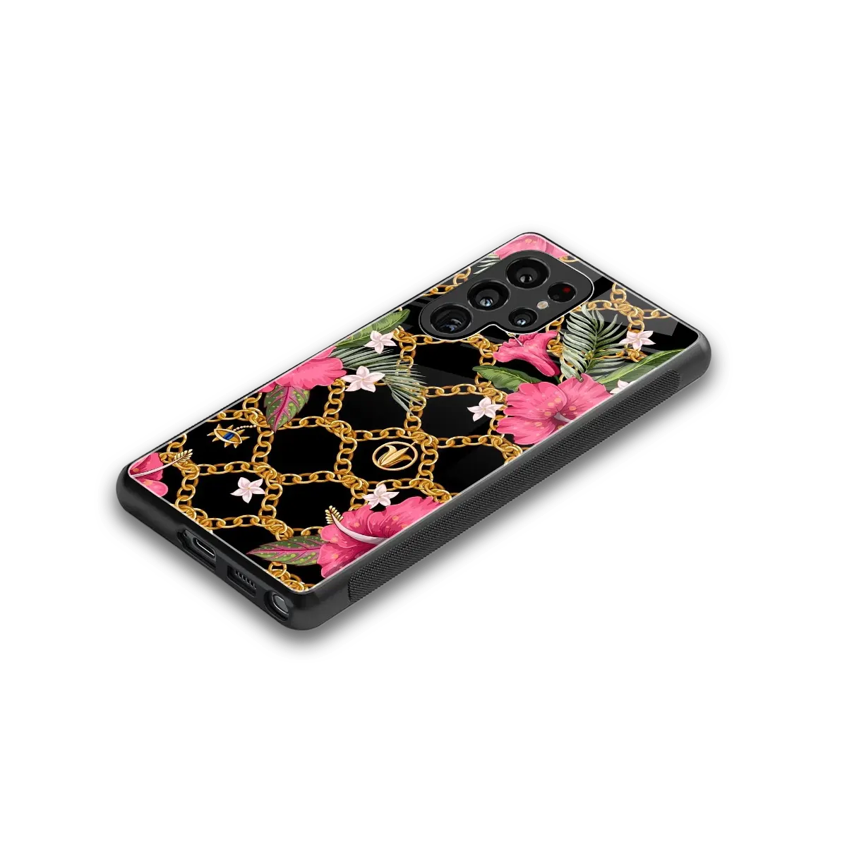 Gilded Petals stylish phone case for samsung galaxy s25 ultra | glossy glass and slim fit