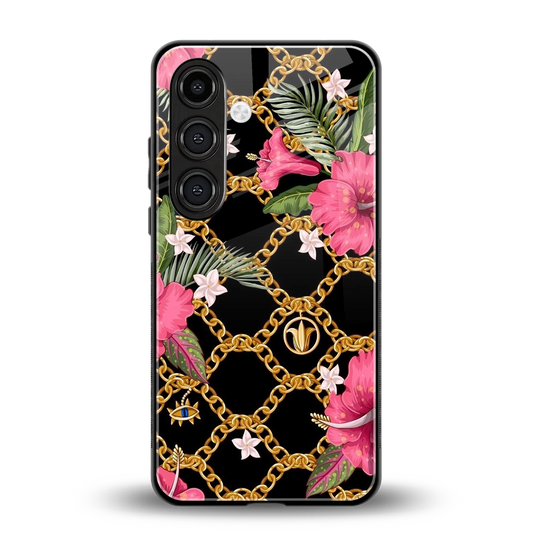 Gilded Petals back phone cover | glass case for samsung galaxy s25