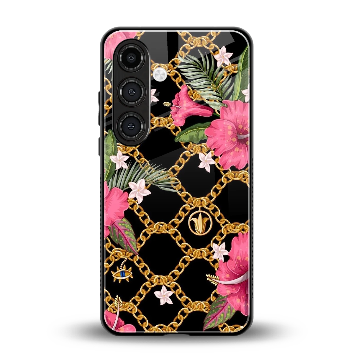 Gilded Petals back phone cover | glass case for samsung galaxy s24 plus