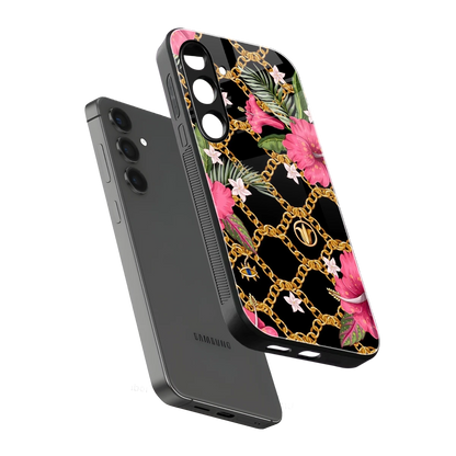 Gilded Petals sleek samsung galaxy s24 cover with tempered glass back and TPU edges