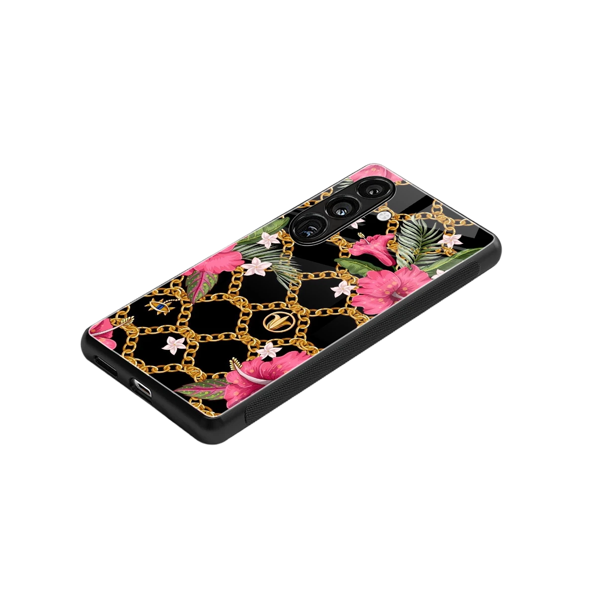 Gilded Petals stylish phone case for samsung galaxy s24 fe | glossy glass and slim fit