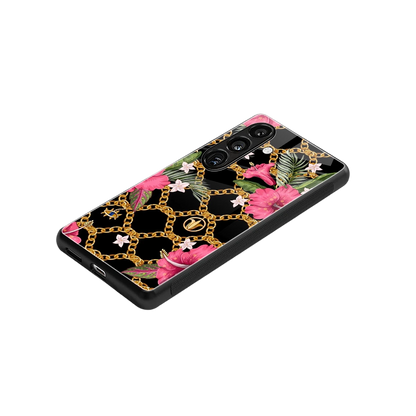 Gilded Petals stylish phone case for samsung galaxy s24 fe | glossy glass and slim fit