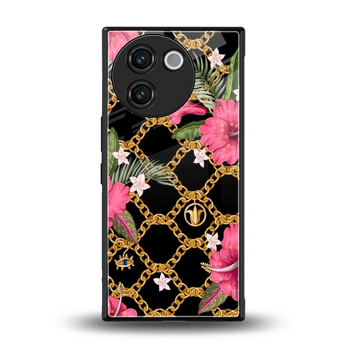 Gilded Petals back phone cover | glass case for vivo v30e