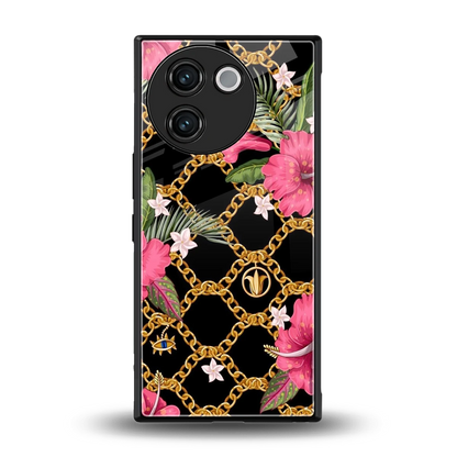 Gilded Petals back phone cover | glass case for vivo v30e
