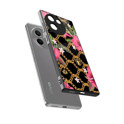 Gilded Petals sleek vivo v30e cover with tempered glass back and TPU edges