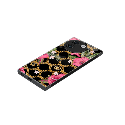 Gilded Petals stylish phone case for vivo v30e | glossy glass and slim fit