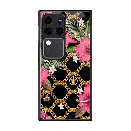 Gilded Petals back phone cover | glass case forvivo v30 pro