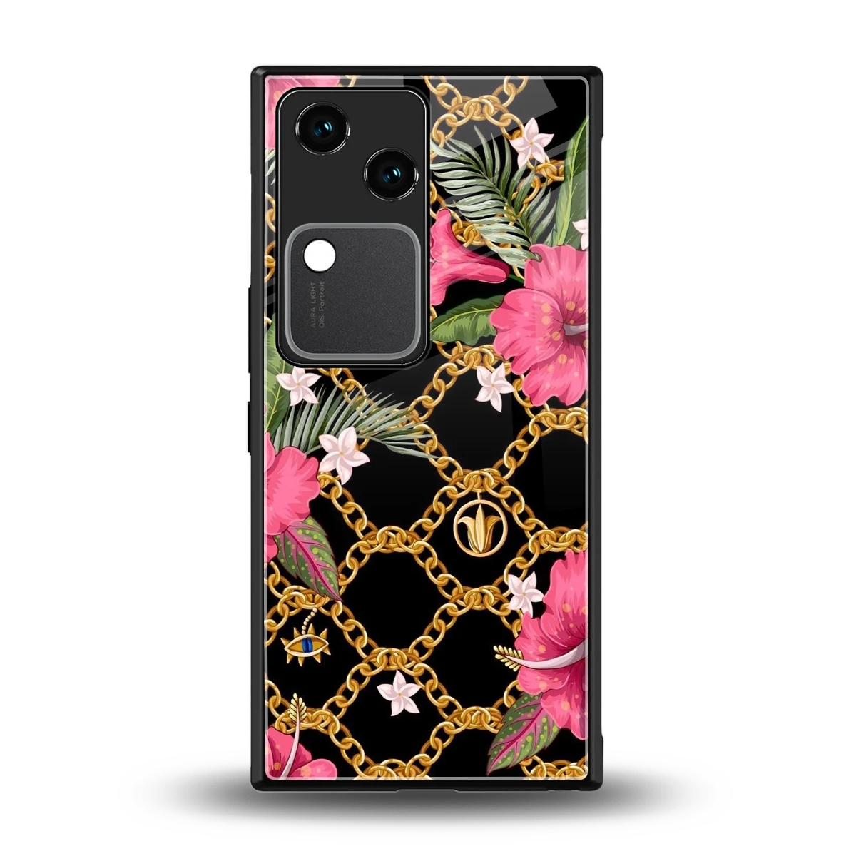 Gilded Petals back phone cover | glass case for vivo v30