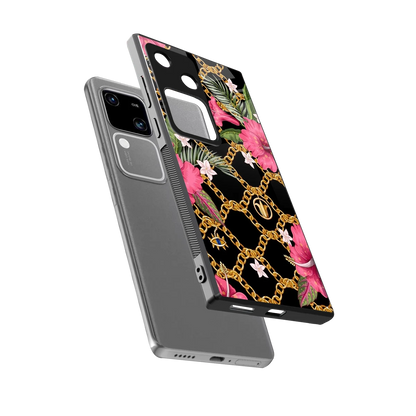 Gilded Petals sleek vivo v30 cover with tempered glass back and TPU edges