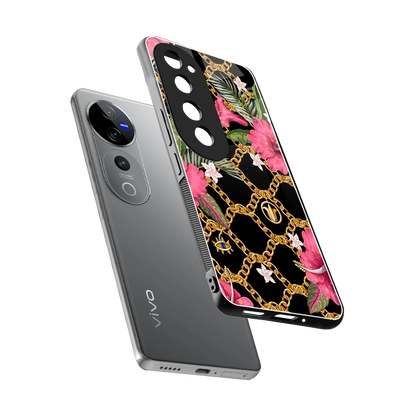 Gilded Petals sleek vivo v40 pro cover with tempered glass back and TPU edges