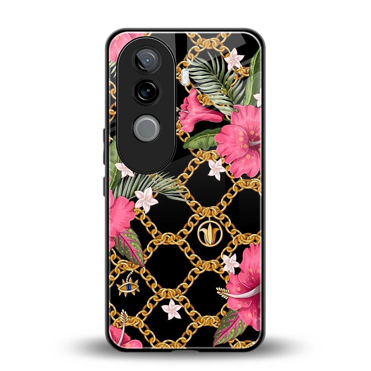Gilded Petals back phone cover | glass case for vivo v40e