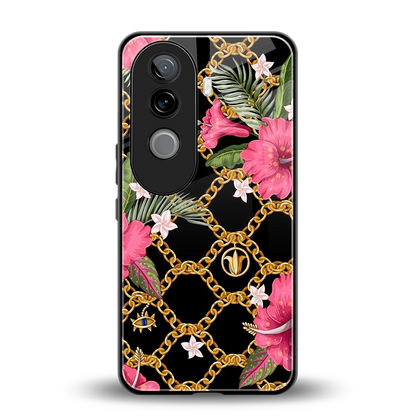 Gilded Petals back phone cover | glass case for vivo v40e