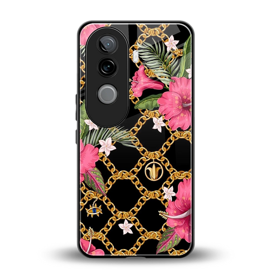 Gilded Petals back phone cover | glass case for vivo v40e