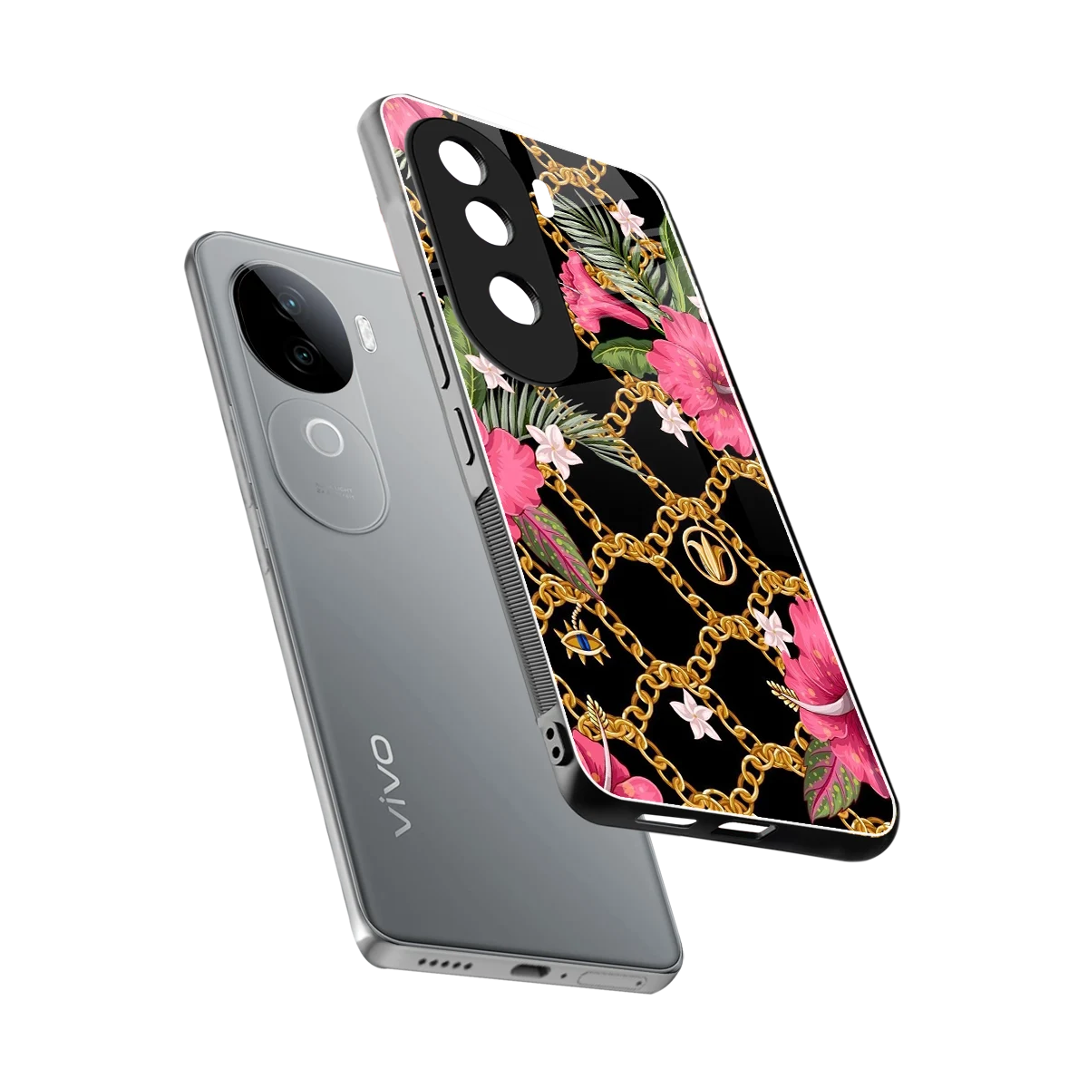 Gilded Petals sleek vivo v40e cover with tempered glass back and TPU edges