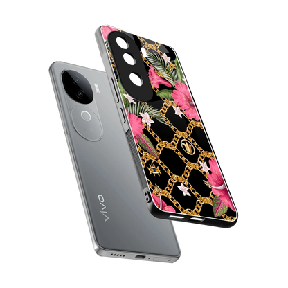 Gilded Petals sleek vivo v40e cover with tempered glass back and TPU edges